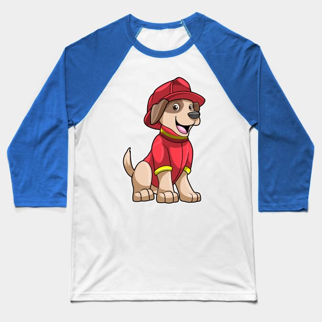 Dog as Firefighter with Fire helmet Baseball T-Shirt by Markus Schnabel